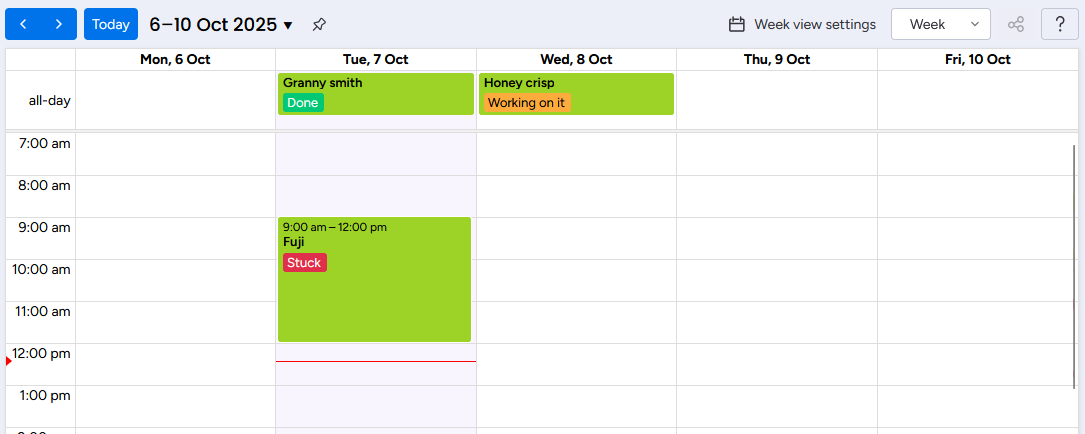 Results on the calendar