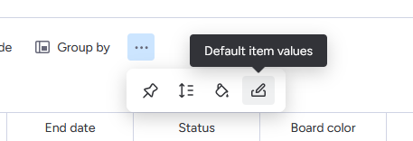 Where to find the default values on a board