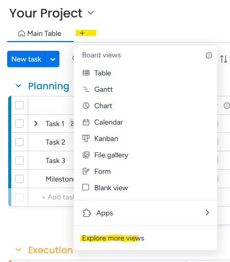 Click to view full size Screenshot showing how to explore views, option 1 (click to view full size)