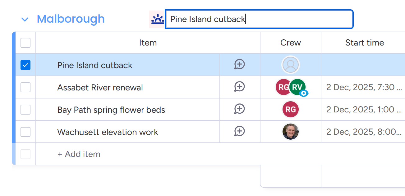 An item has been added to the top of a board group