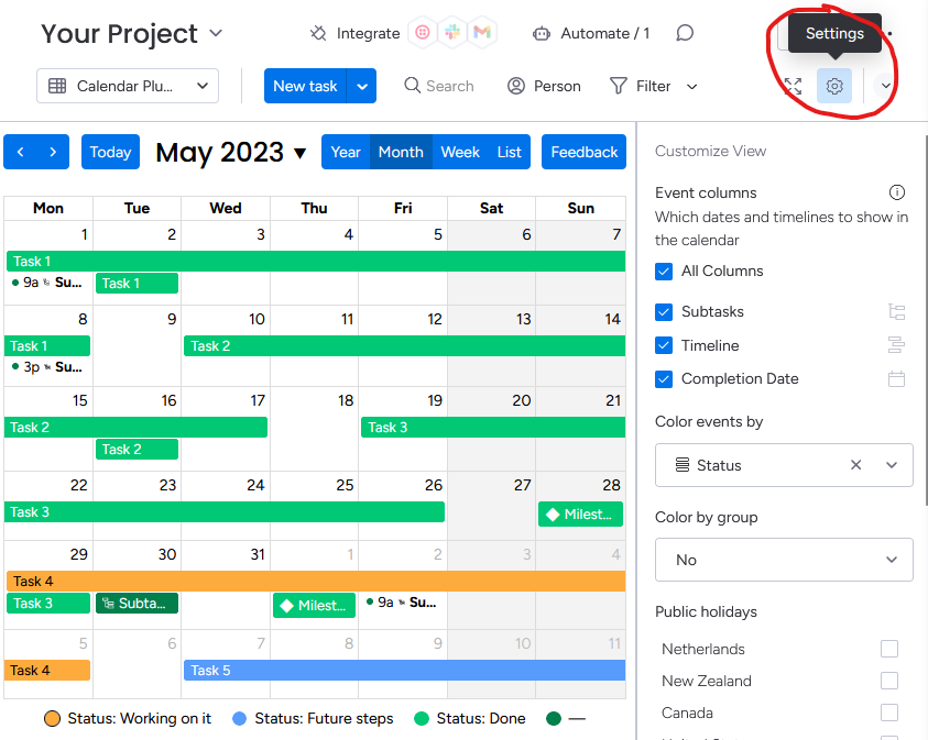Click to view full size Screenshot showing how to open the view settings (click to view full size)