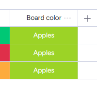 “Board color” status column with fixed color
